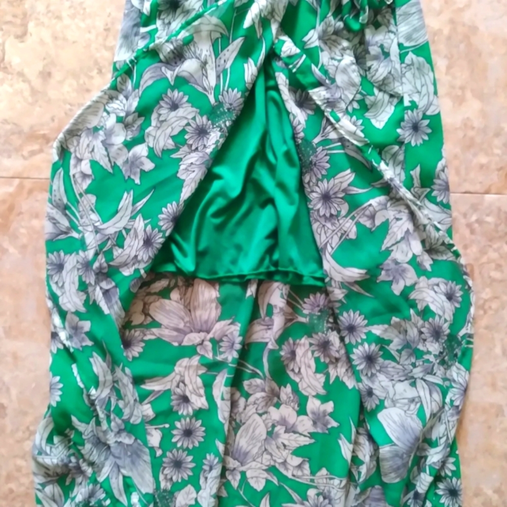 Japna Green Floral print faux wrap dress, size XS - Picture 7 of 10